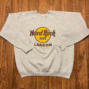 Vintage Hard Rock Cafe London Crewneck Sweatshirt Men XL Gray Long Sleeve